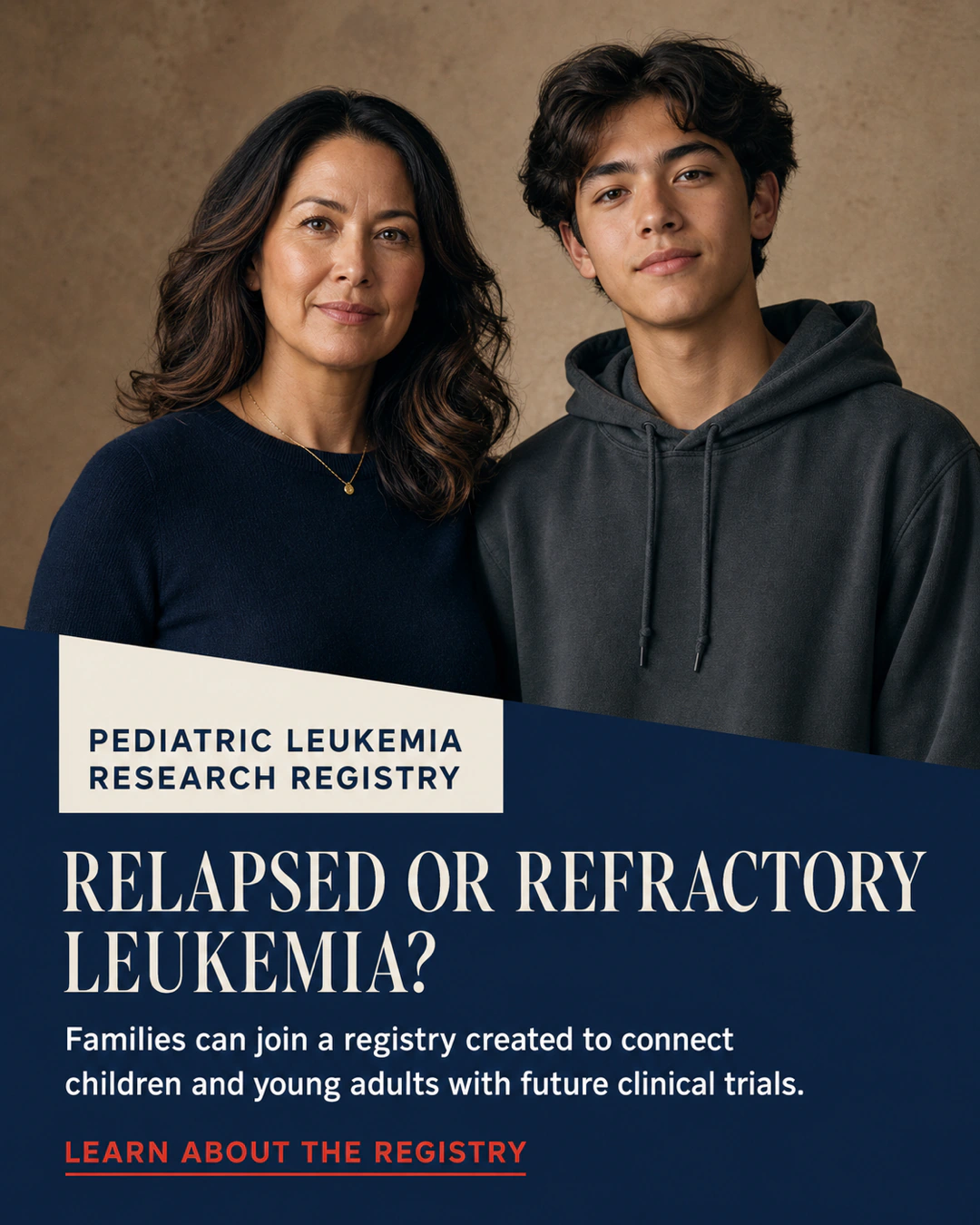 Pediatric leukemia research registry advertisement