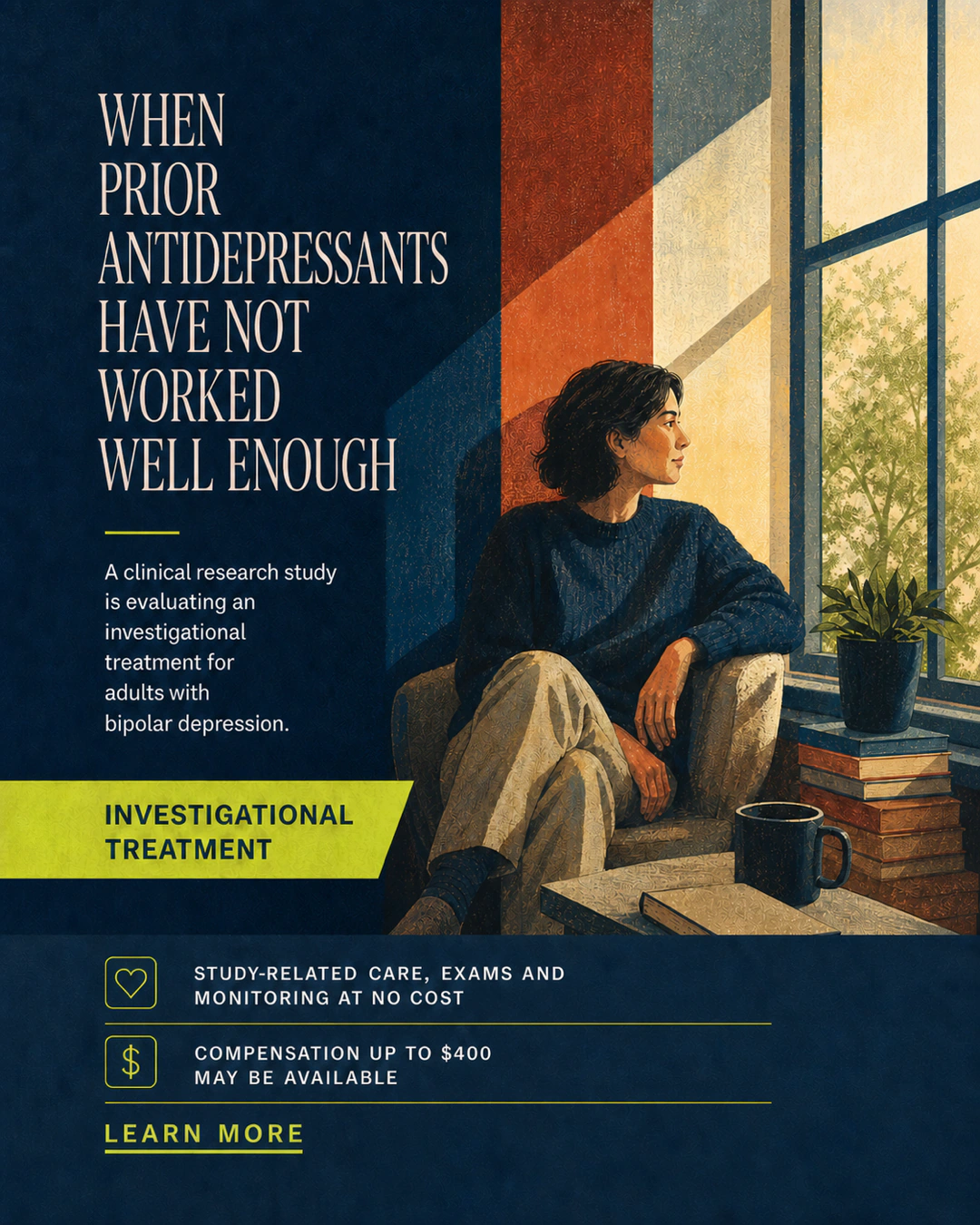 Bipolar depression clinical research study advertisement